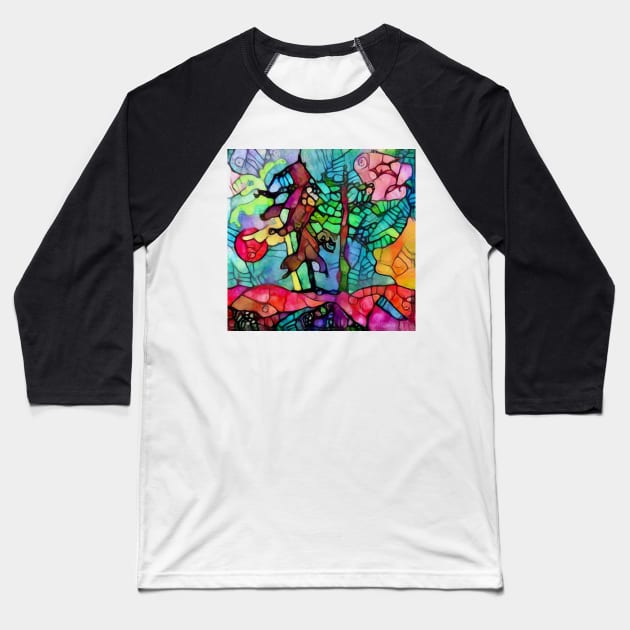 True North Stained Glass Baseball T-Shirt by ninasilver